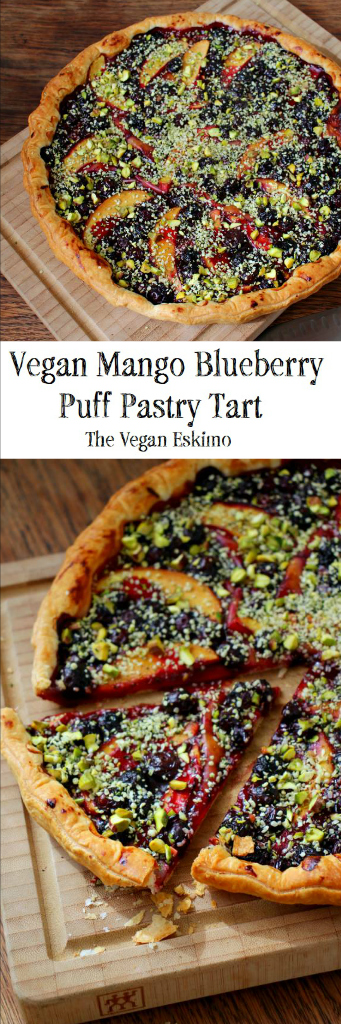 Vegan Mango Blueberry Puff Pastry Tart - The Vegan Eskimo