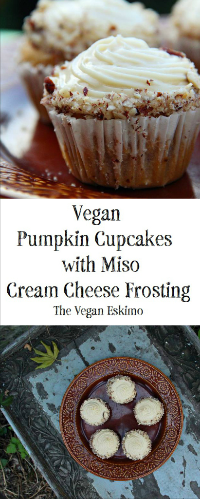 Vegan Pumpkin Cupcakes with Miso Cream Cheese Frosting - The Vegan Eskimo