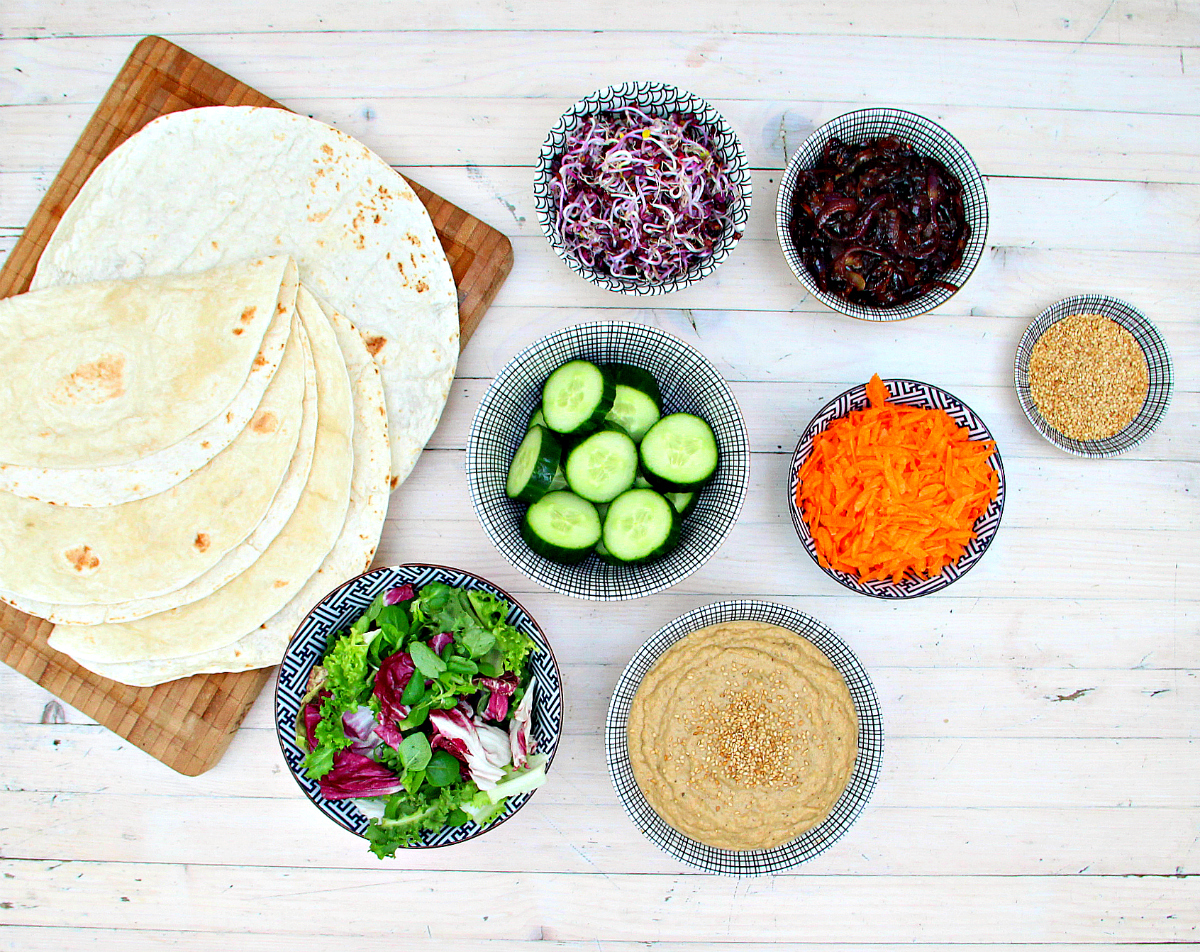 Baba Ganoush & Caramelized Onion Wraps - The Vegan Eskimo