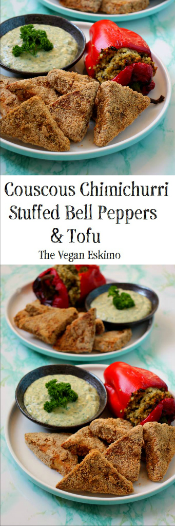 Couscous Chimichurri Stuffed Bell Peppers & Tofu - The Vegan Eskimo