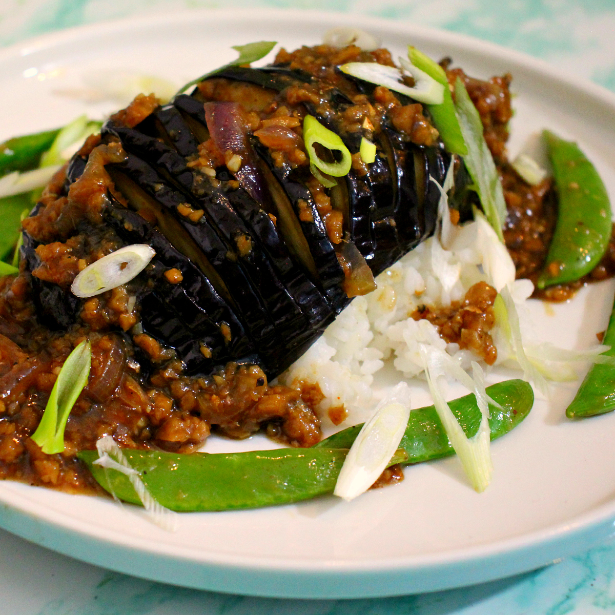 Seitan Loaded Hasselback Aubergine - The Vegan Eskimo