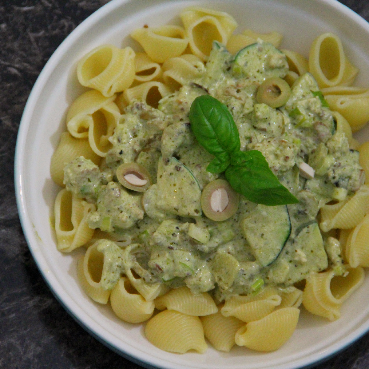 Pasta with Creamy Vegan Olive Pesto Sauce - The Vegan Eskimo