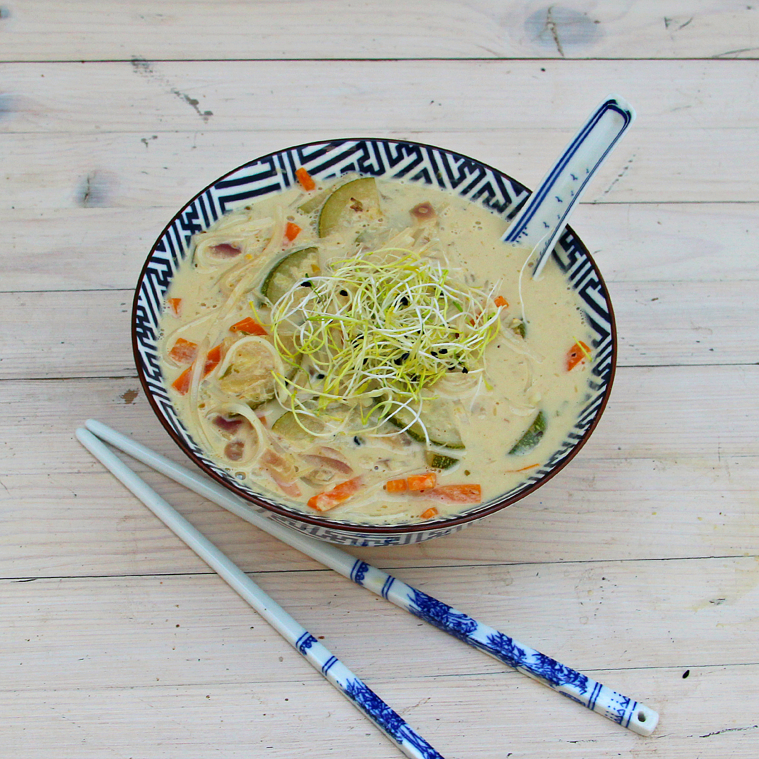 Rice Noodle Coconut Green Curry Soup - The Vegan Eskimo
