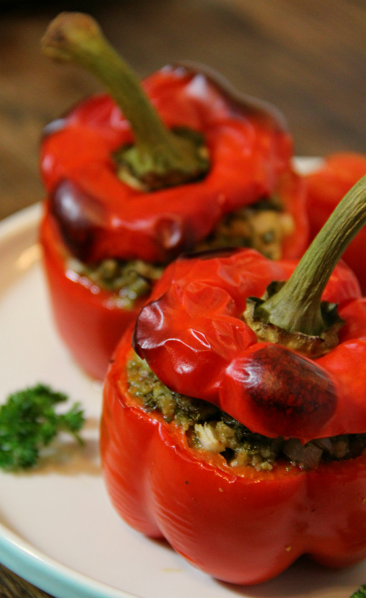 Seitan Chimichurri Stuffed Bell Peppers - The Vegan Eskimo