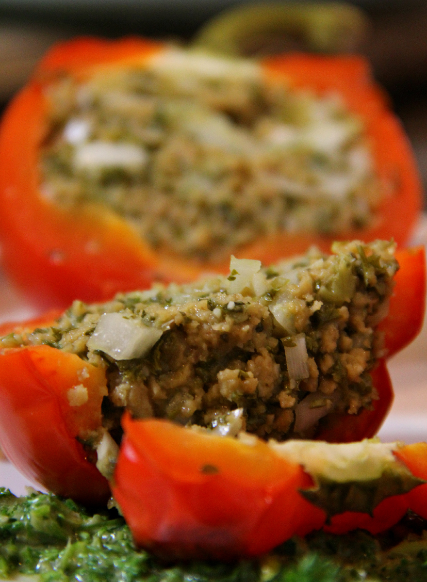 Seitan Chimichurri Stuffed Bell Peppers - The Vegan Eskimo