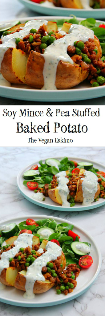 Soy mince & Pea stuffed baked potatoes - The Vegan Eskimo