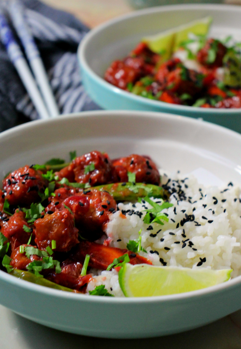 Spicy Orange Tofu, Veg & Sticky Rice - The Vegan Eskimo