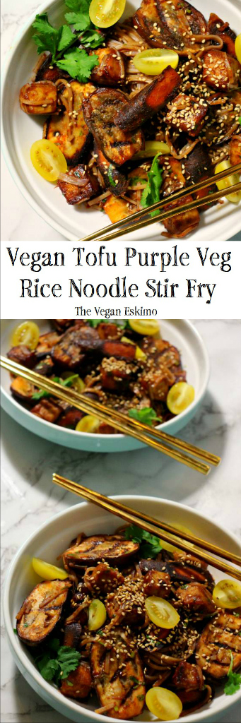 Tofu Purple Veg Rice Noodle Stir Fry - The Vegan Eskimo