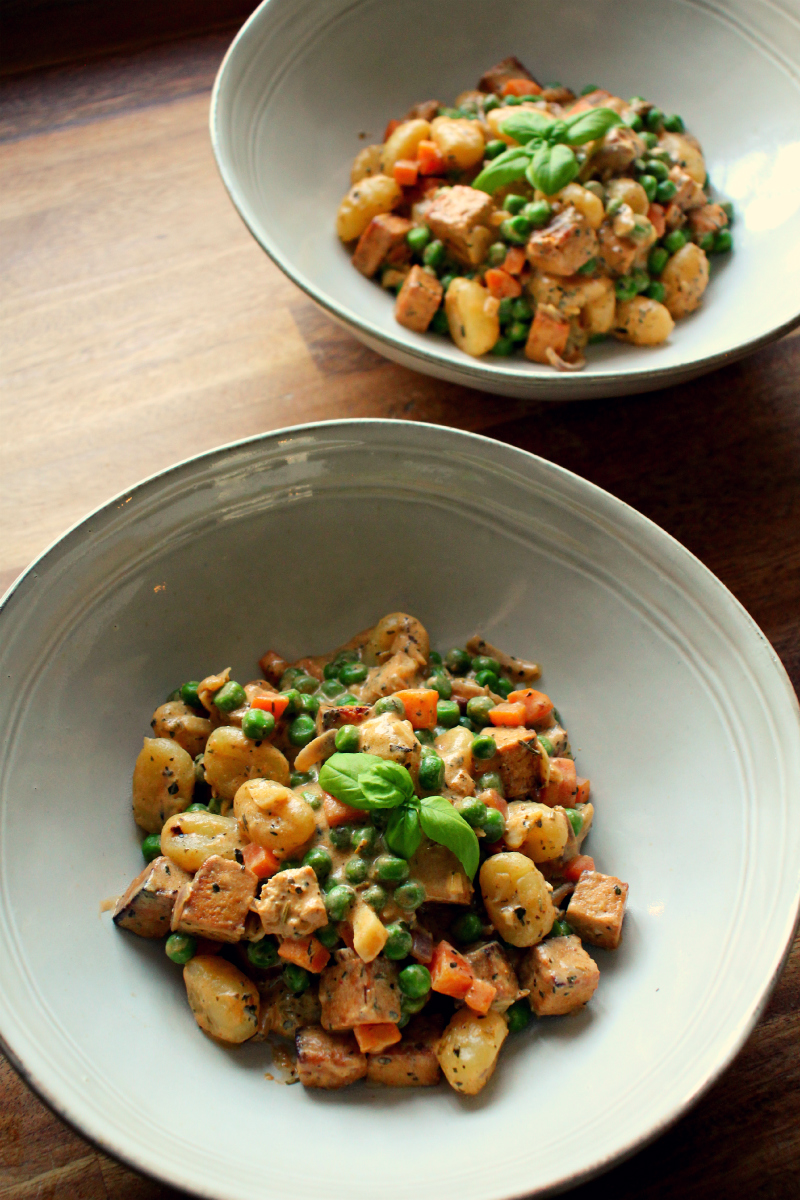 Vegan Creamy Tofu, Peas and Gnocchi - The Vegan Eskimo