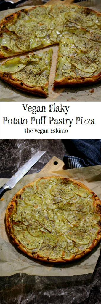 Vegan Flaky Potato Puff Pastry Pizza - The Vegan Eskimo