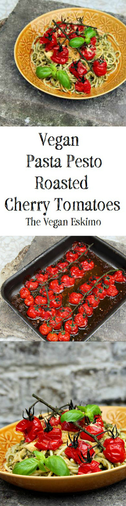 Vegan Pasta Pesto Roasted Cherry Tomatoes - The Vegan Eskimo