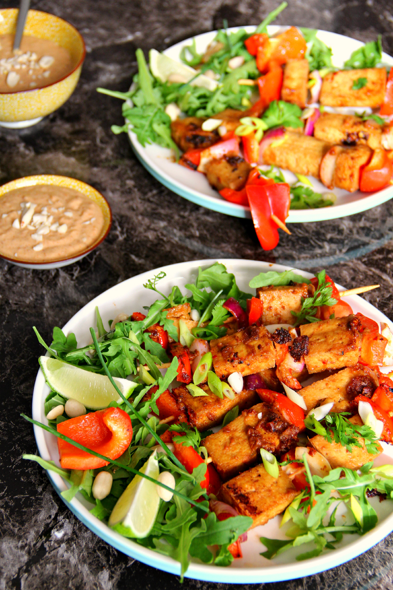 Vegan Tofu Satay Skewers & Peanut Coconut Sauce - The Vegan Eskimo