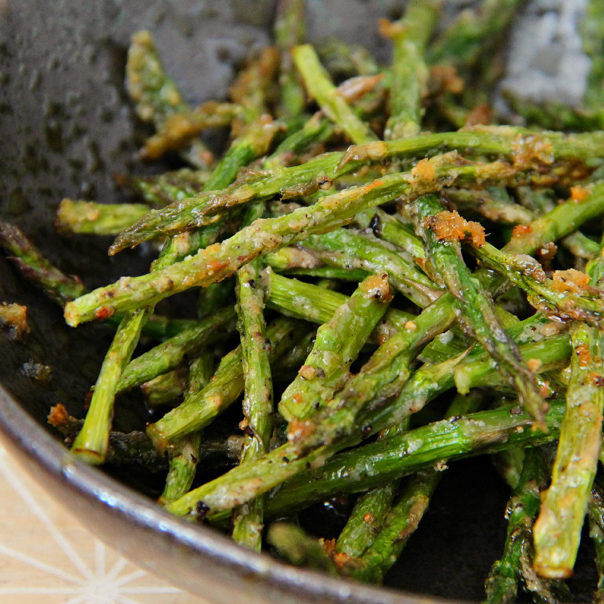 Vegan Cheesy Roasted Mini Asparagus - The Vegan Eskimo
