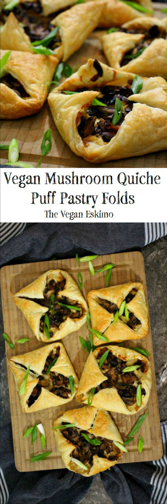 Vegan Mushroom Quiche Puff Pastry Folds - The Vegan Eskimo