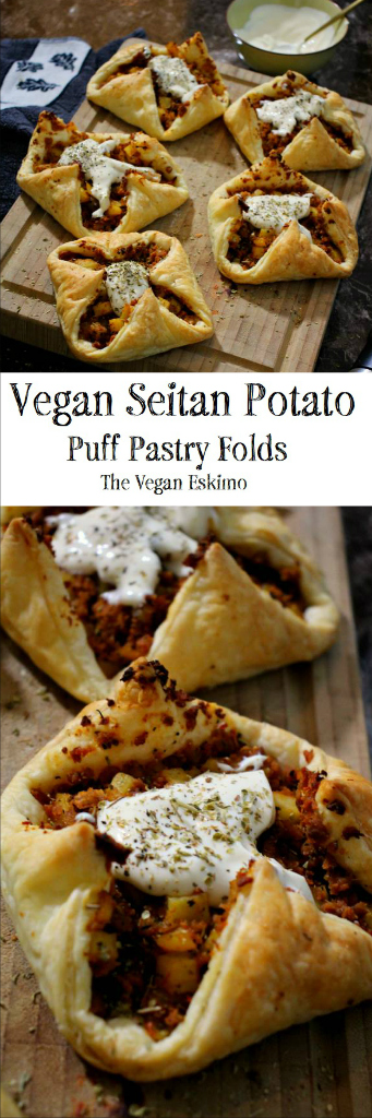 Vegan Seitan Potato Puff Pastry Folds - The Vegan Eskimo