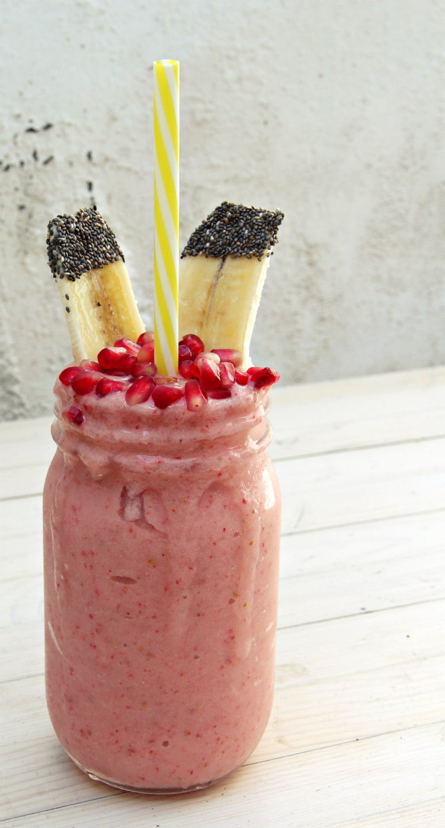 Pink Strawberry Banana Coconut Smoothie - The Vegan Eskimo