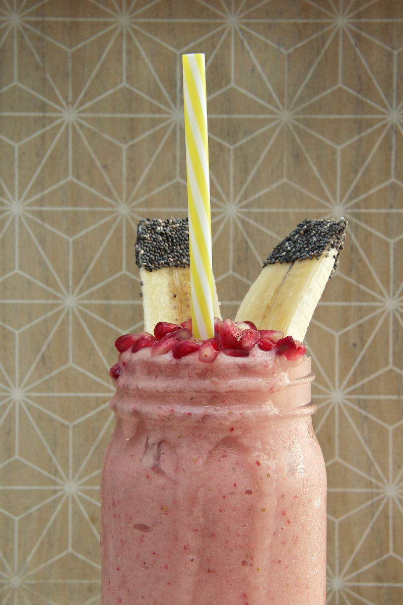 Pink Strawberry Banana Coconut Smoothie - The Vegan Eskimo