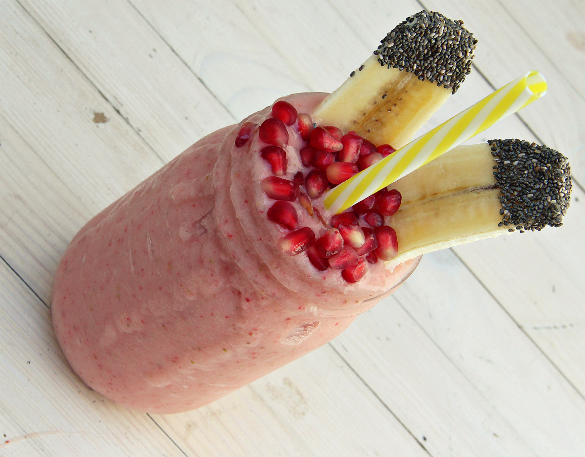 Pink Strawberry Banana Coconut Smoothie - The Vegan Eskimo