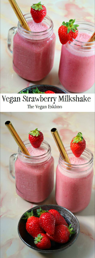 Vegan Strawberry Milkshake - The Vegan Eskimo