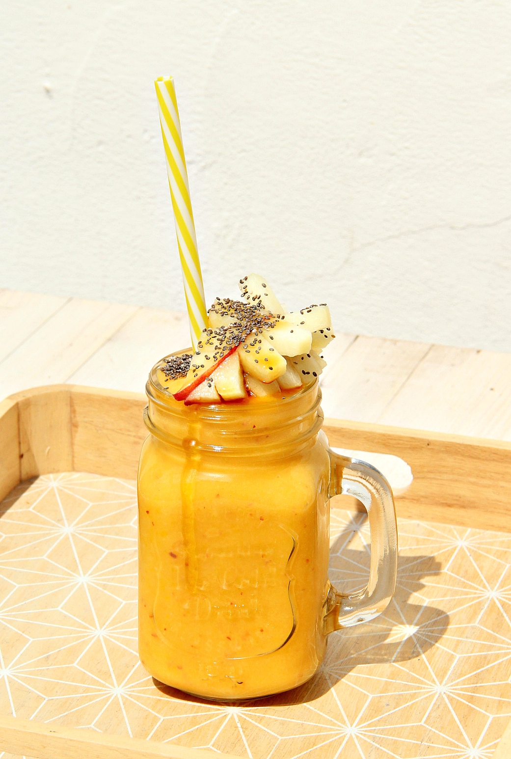 Vegan Yellow Mango Donut Peach Smoothie - The Vegan Eskimo