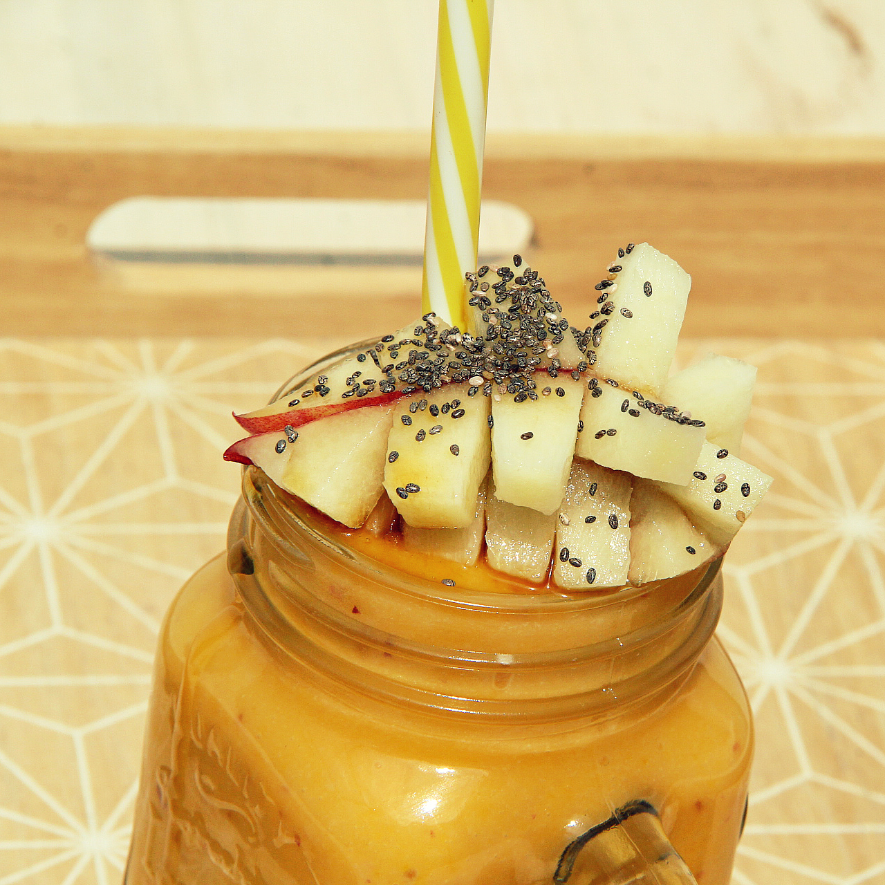 Vegan Yellow Mango Donut Peach Smoothie - The Vegan Eskimo