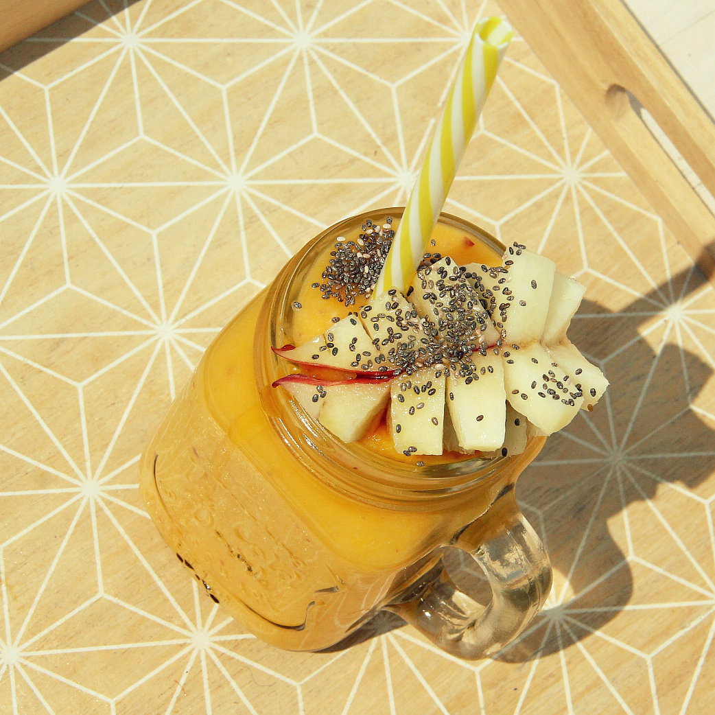 Vegan Yellow Mango Donut Peach Smoothie - The Vegan Eskimo