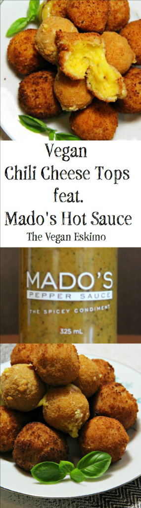 Vegan Chili Cheese Tops featuring Mado's Hot Pepper Sauce - The Vegan Eskimo